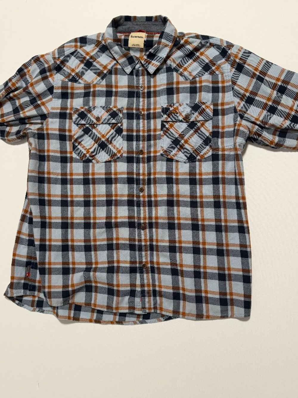 Simms Fishing Flannel Shirt Long Sleeve Plaid Button Casual Men's size 2XL XXL